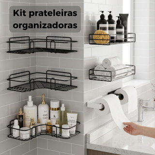 Porta Shampoo Organizador Banheiro Metal sem Furos Fixação Fácil Resistente Premium em Oferta na Shopee