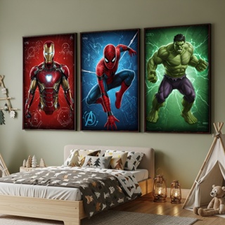 Quadro Decorativo Avangers Super Heróis Homem Aranha Hulk Homem De Ferro Infantil Menino Quarto Kit em Oferta na Shopee