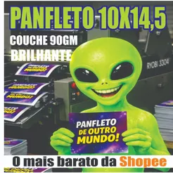 1000 Panfleto, 10x14,5cm - 4x0 - couche brilho 90 gramas