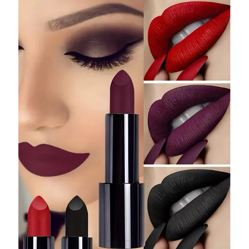 KKT COM 3 BATONS GÓTICOS | PRETO, VERMELHO E ROXO | CREMOSO | COSPLAY | MAQUIAGEM ARTÍSTICA | MAKE | LIP COMBO | LÁBIOS