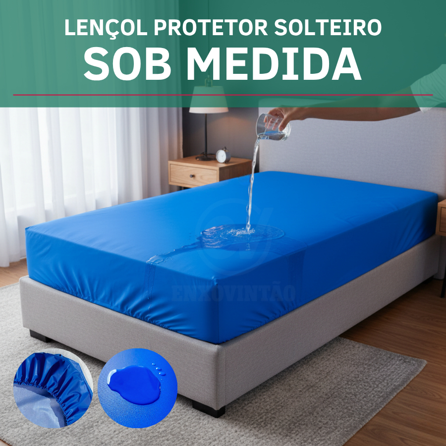 Capa Proteror Lençol Hospitalar Impermeável Solteiro Antialérgico Resistente Não Esquenta Sob Medida