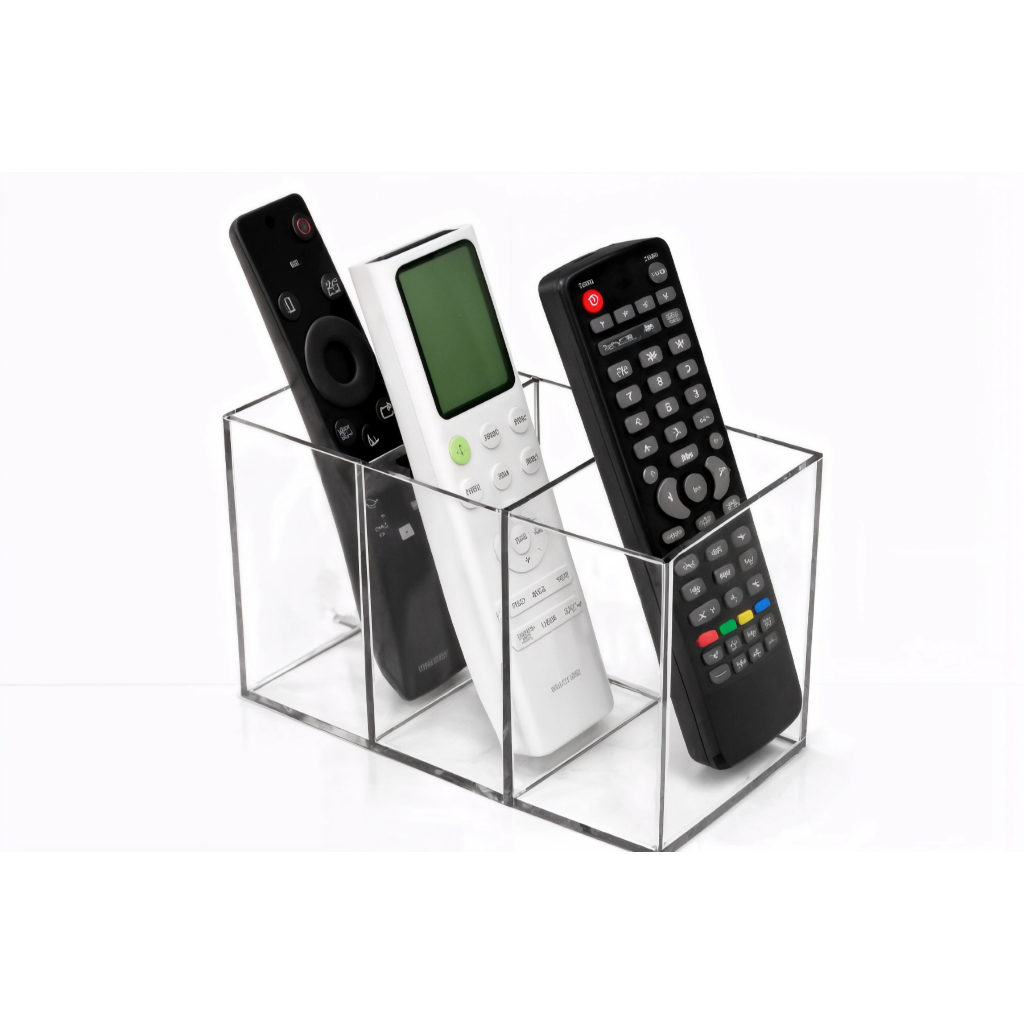 Porta Controle Remoto Triplo Mesa Acrílico Cristal