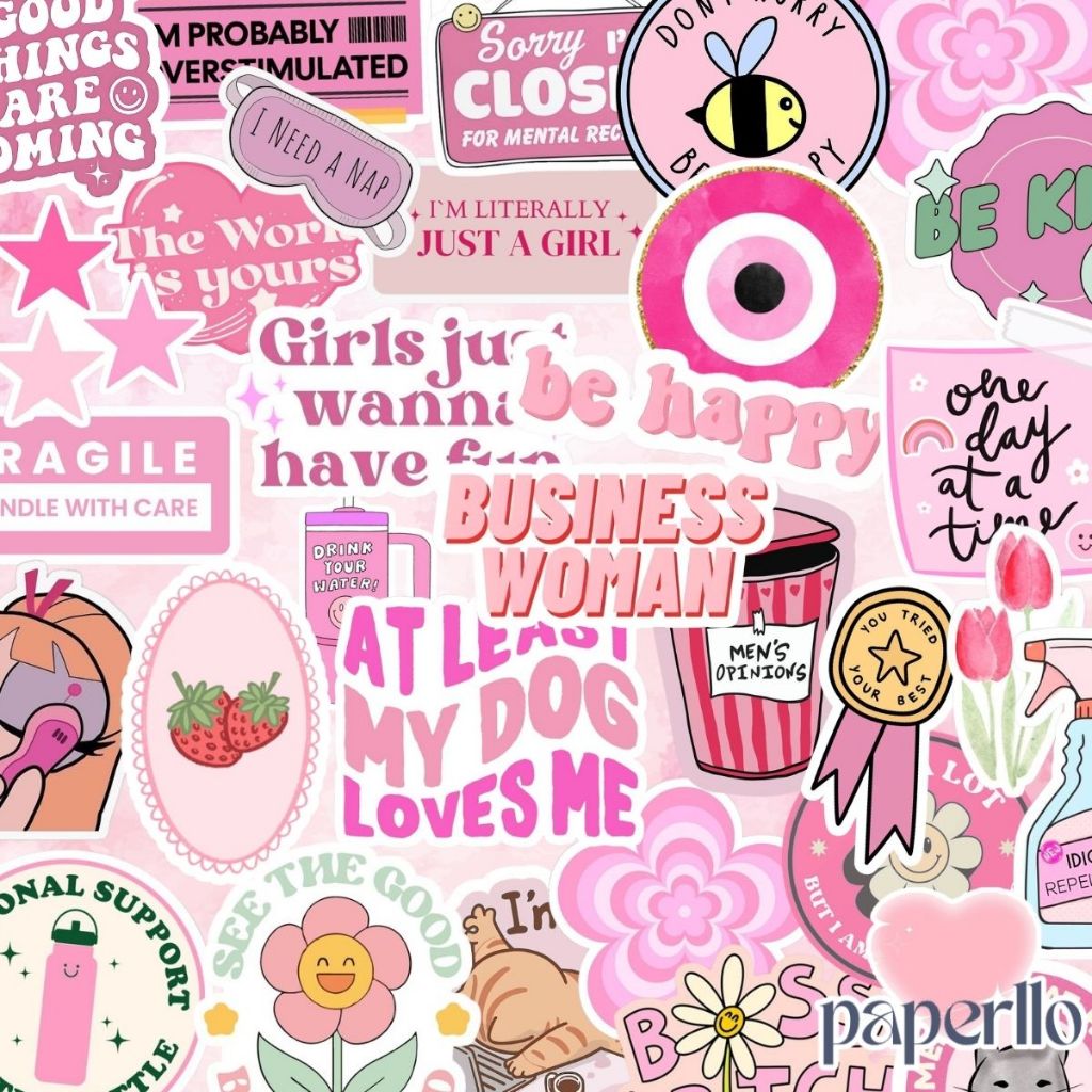 33 Adesivos à prova d’água Garrafinha Temática Rosa para Colagem e Personalização Journal Kindle em Oferta na Shopee