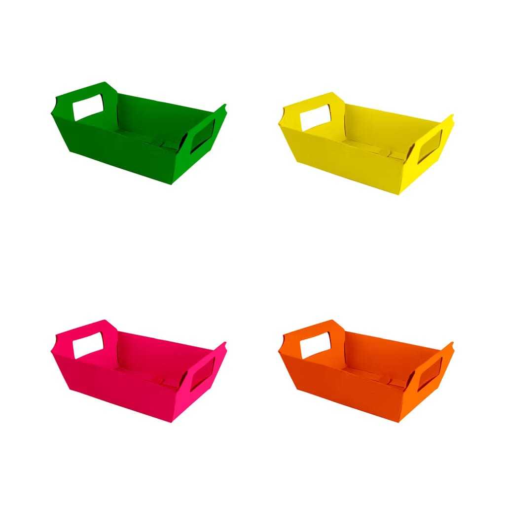Kit c/10 Cestas de Papel TAMANHO GRANDE 19x10,5x5 |Cores Variadas