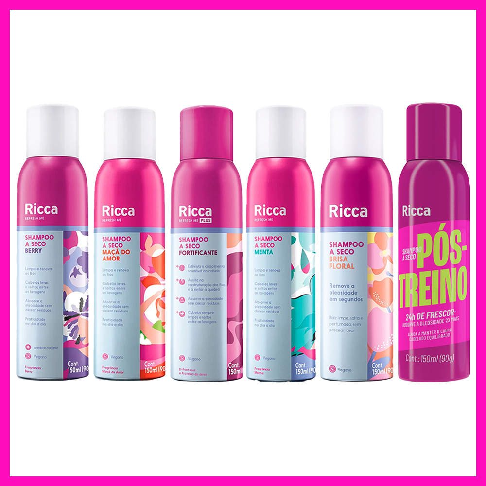 Ricca Shampoo a Seco 150ml (Remove a oleosidade e dá volume!)