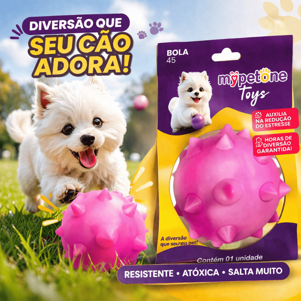 Bola Cravo Maciça Resistente para Cachorro - 45mm 55mm 65mm - Mypetone - Rosa em Oferta na Shopee