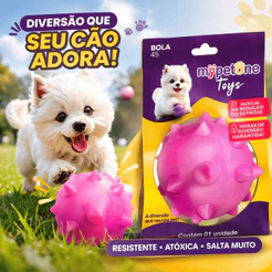 Bola Cravo Maciça Resistente para Cachorro - 45mm 55mm 65mm - Mypetone - Rosa