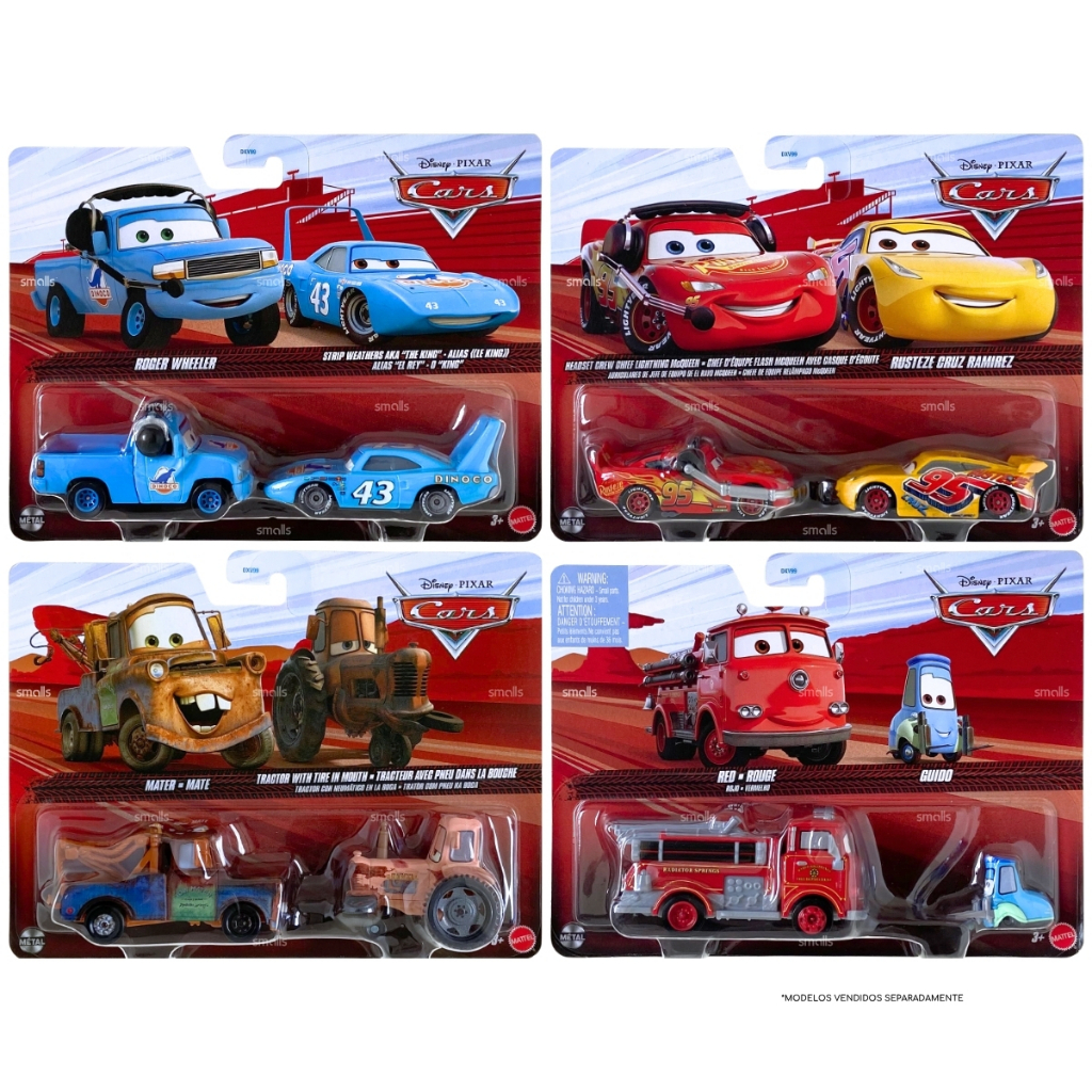 Disney Pixar Cars - Pack com 2 Carros - 1:55 - À Escolha - Mattel