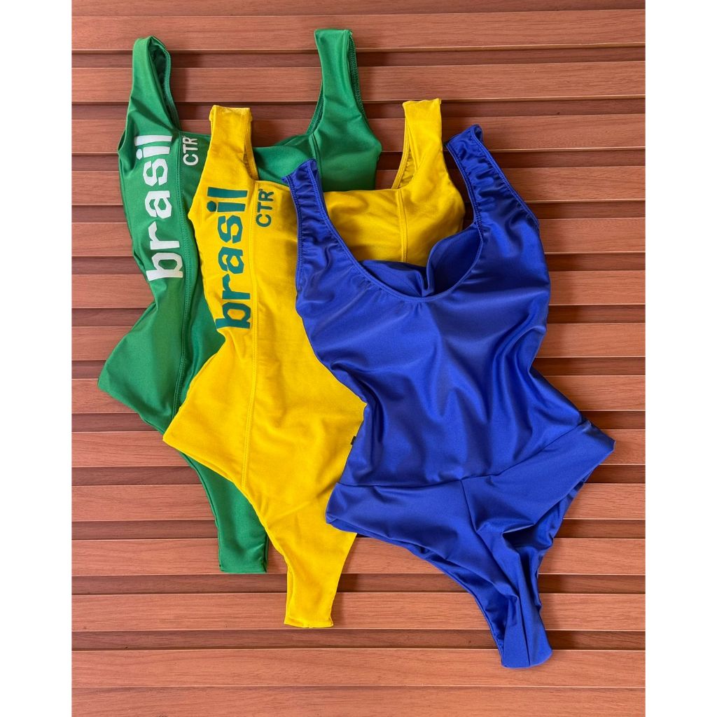 Body Maiô Tendência Moda Praia Casual Blogueira brasil copa do mundo amarelo