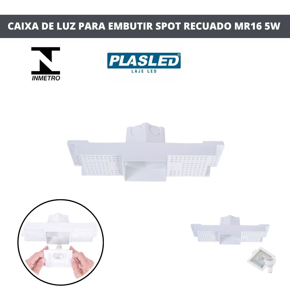 CAIXA DE LUZ PARA EMBUTIR SPOT RECUADO MR16 5W DICROICA GU10