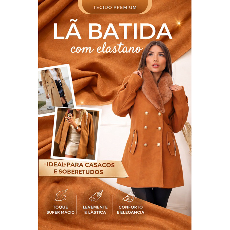 Tecido Lã Batida com Elastano – Ideal para Casacos e Sobretudos – Macio, Quente e Elegante