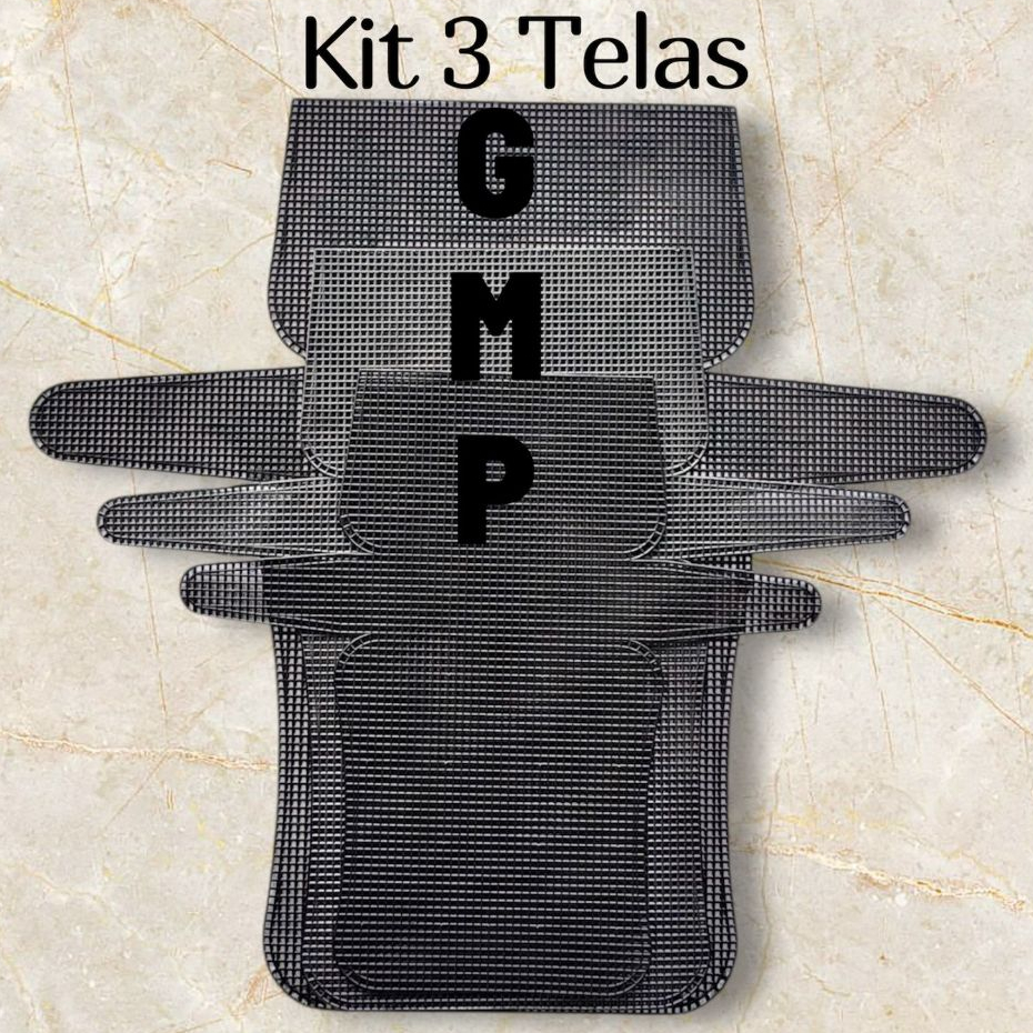 Kit Três Telas de Bolsa - P M G - 1 de Cada -  Cor Preta Para Fio 3 à 4 MM