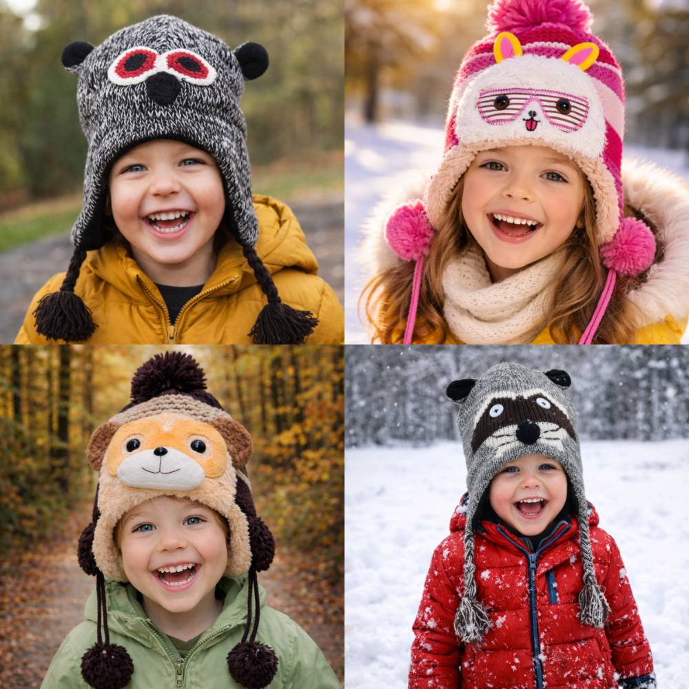 Touca Gorro Infantil Bichinhos com protetor de Orelhas forrada mundo Animal