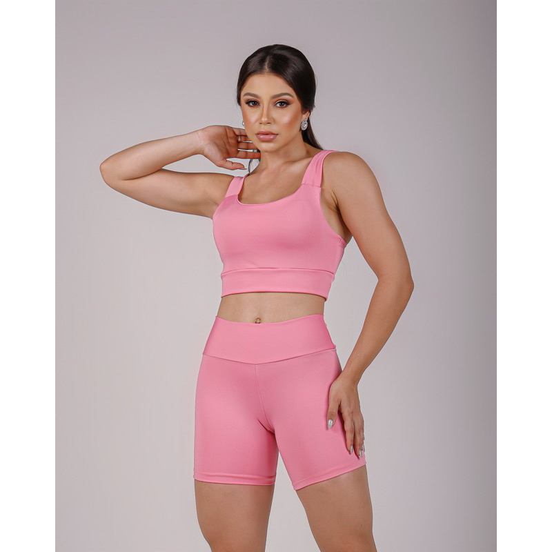 PROMOÇÃO - Conjunto Short Cintura alta e Top Academia Conjunto Fitness Suplex