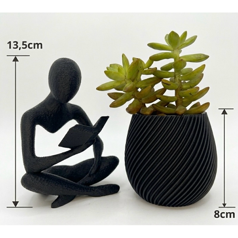 Kit Decoração – Estátua Livro + Vaso Espiral | Impressão 3D