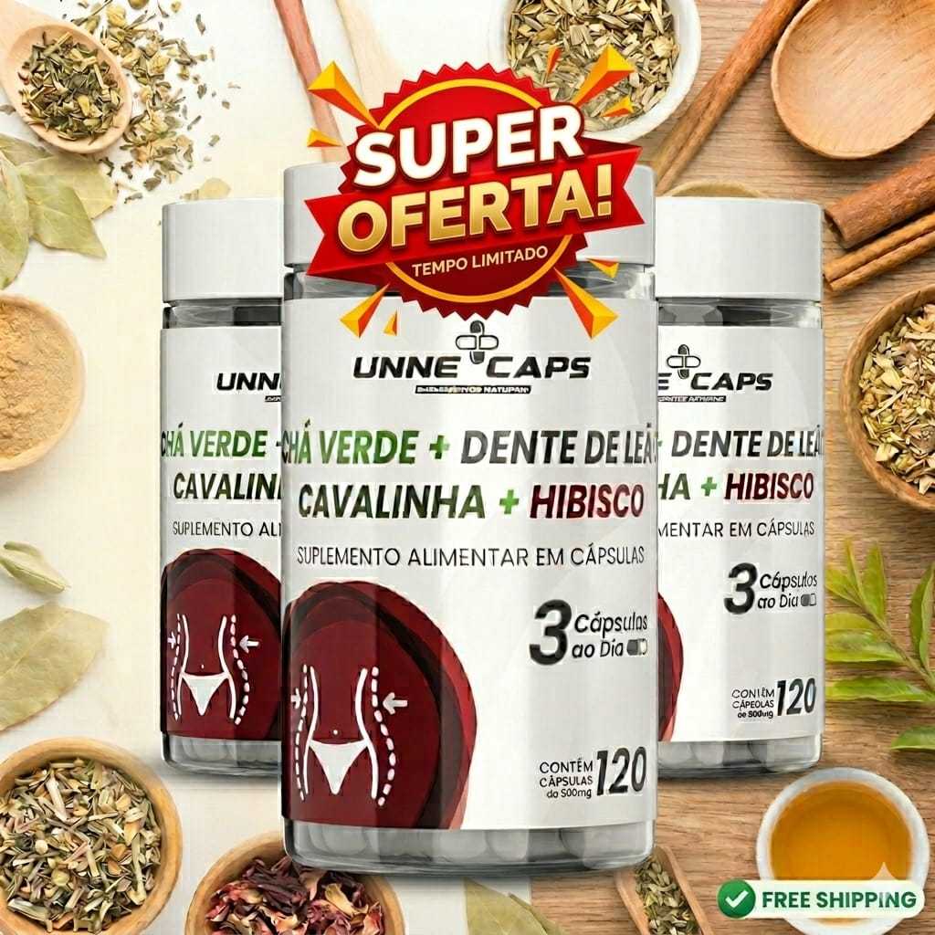 Chá Verde + Cavalinha + Hibisco 120 Cápsulas | Suplemento Natural | Uso Diário
