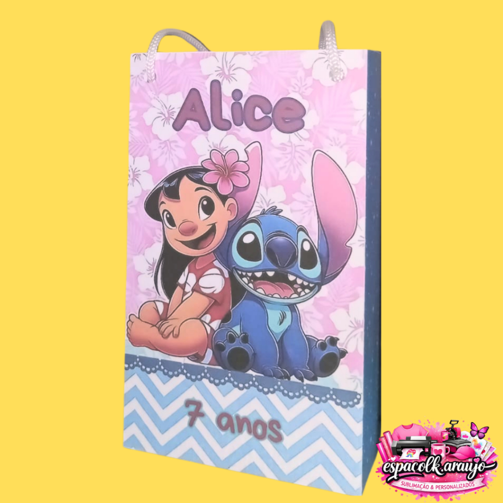 10 Sacolinhas Personalizadas Aniversário Stitch - Lembrancinha Festa Infantil - Todos os Temas