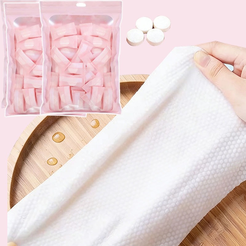 Kit 50/100 Toalha Desidratada Descartável Para Facial/Limpeza/ Viagem/ Camping/Uso Diário - Compactas Multiuso em Oferta na Shopee
