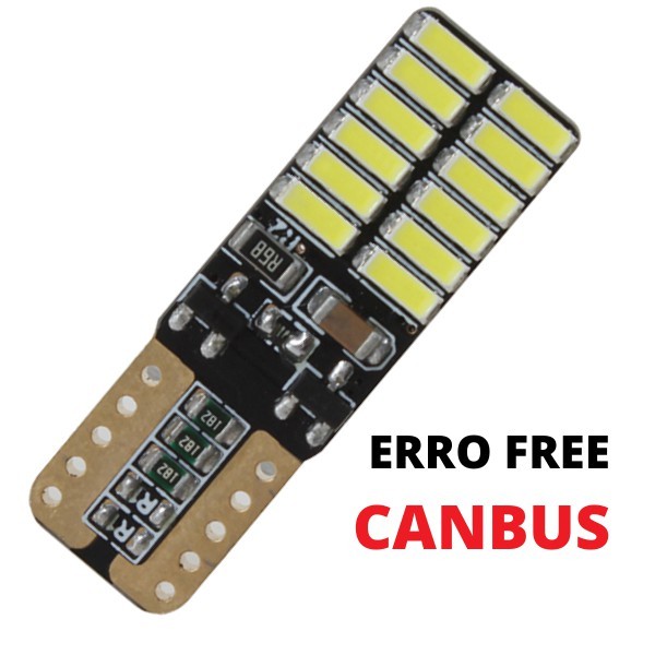 2/4 x T10 cambus com canceller Iluminação Branca 12v 24 LED t10 canbus em Oferta na Shopee