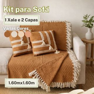 Kit 1 Xale e 2 Capas de Almofada 100% Algodão em Oferta na Shopee