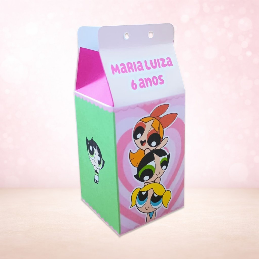 Caixas Milk Personalizadas Meninas Super Poderosas Lembrancinha Aniversário Festa Infantil Fácil Montagem