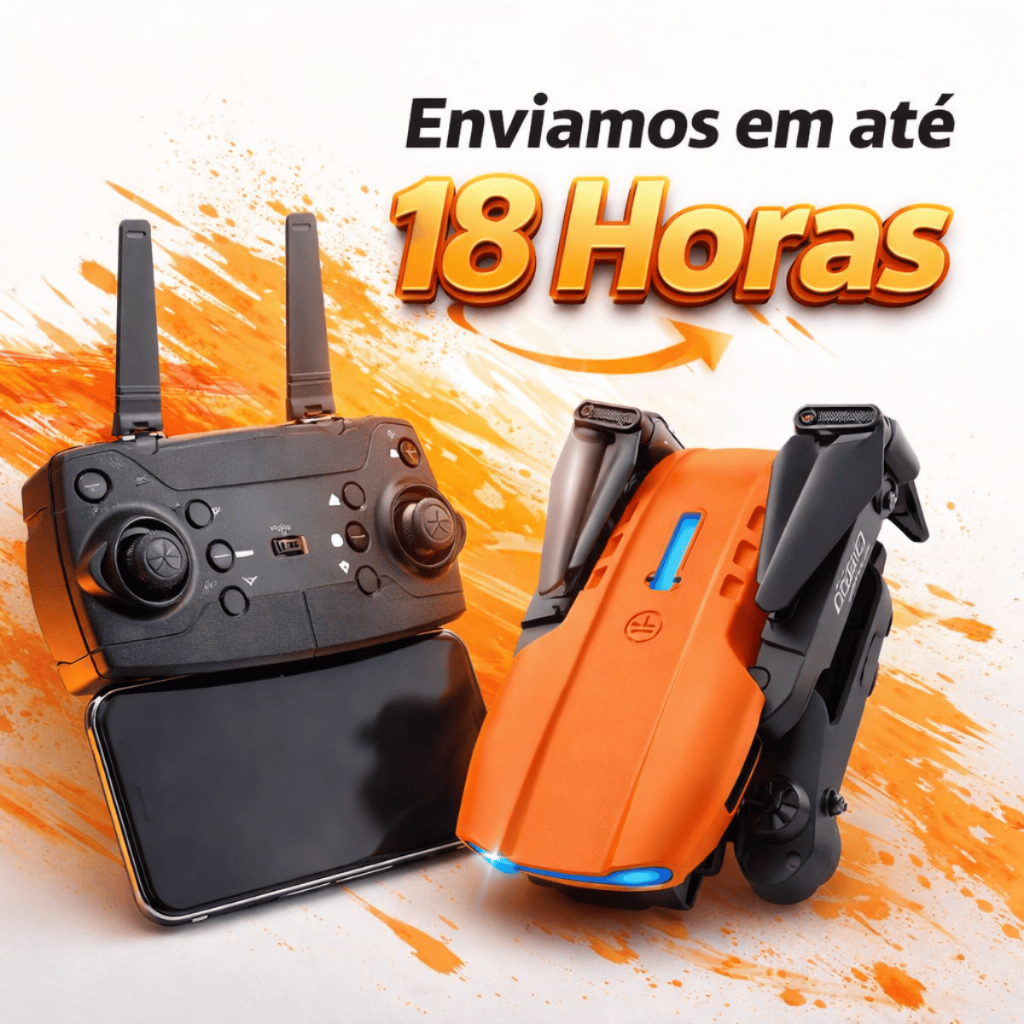 Drone com Câmera Dual 4k Profissional K3 Laranja Voo 360° e Estabilidade Avançada Wi-Fi FPV Case