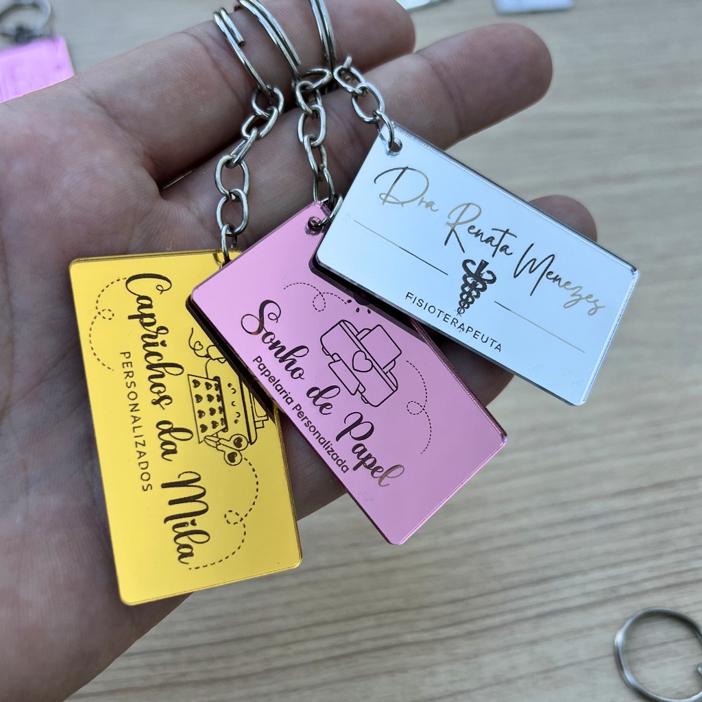 Chaveiro de Acrílico Espelhado Retangular Personalizado Logo Nome Profissão Lembrancinha em Oferta na Shopee