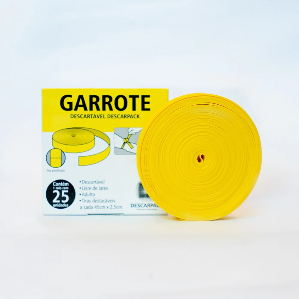 Torniquete Garrote Descartável Adulto C/ 25 Unidades Sem Látex - Descarpack