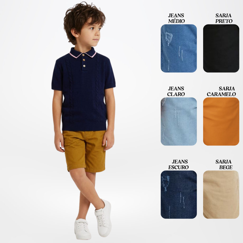 Bermuda Para Meninos Jeans e Sarja Moda Verão