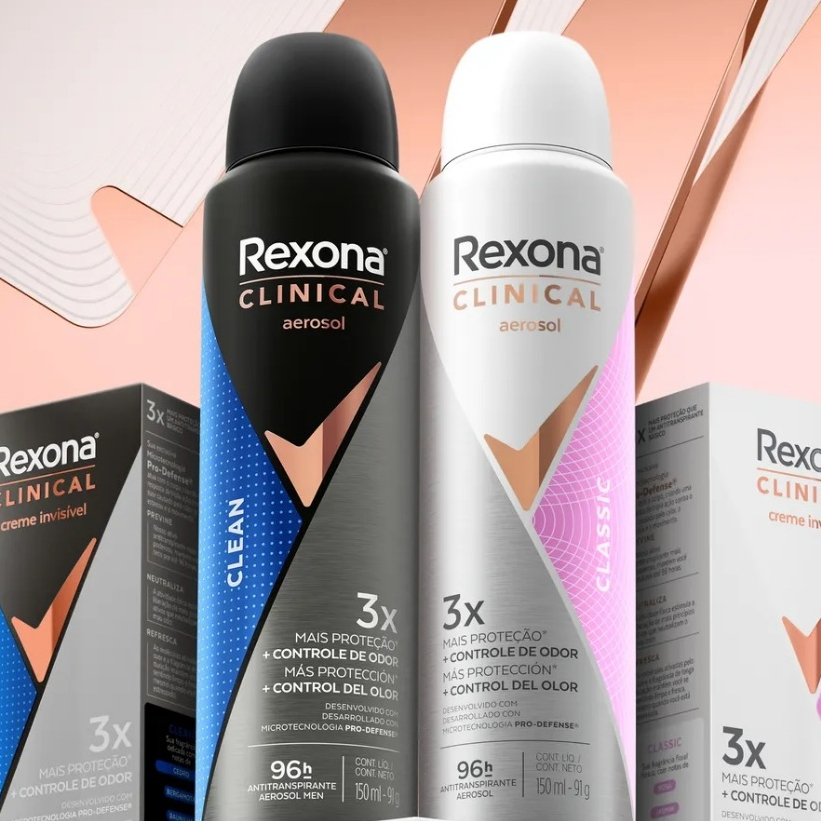 KIT Com 3 Rexona Clinical Aerosol 150ml Cada Desodorante Antitranspirante Classic/Clean/Extra Dry/ Sem Perfume