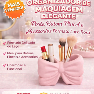 Organizador de Maquiagem Porta Batom e Pincéis Porta Maquiagem Laço Decorativo Porta Perfume maquiagem beleza feminina