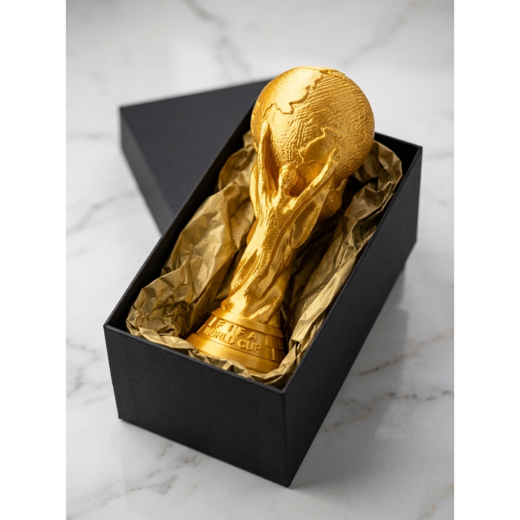 Taça Copa do Mundo Dourada Decorativa Réplica Troféu Futebol Colecionável Enfeite Presente Torcedor