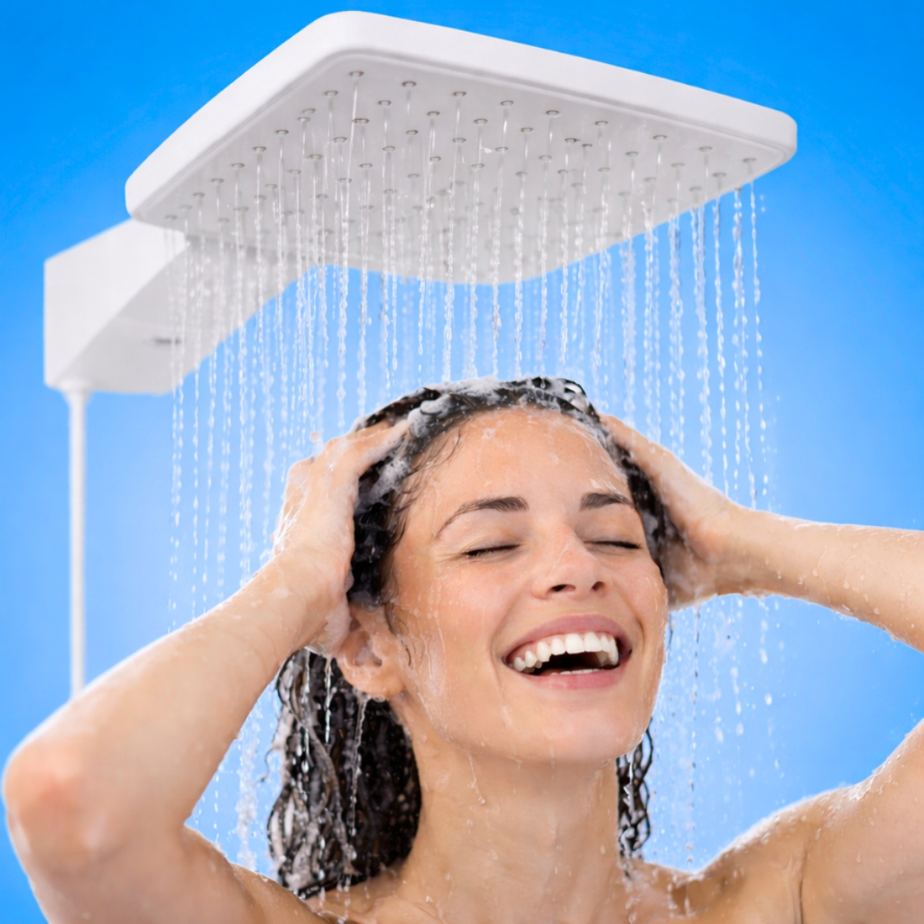 Chuveiro Ducha Eletronica Quadratta Branca Zagonel Espalhador Grande Moderna Chique Economico 220v