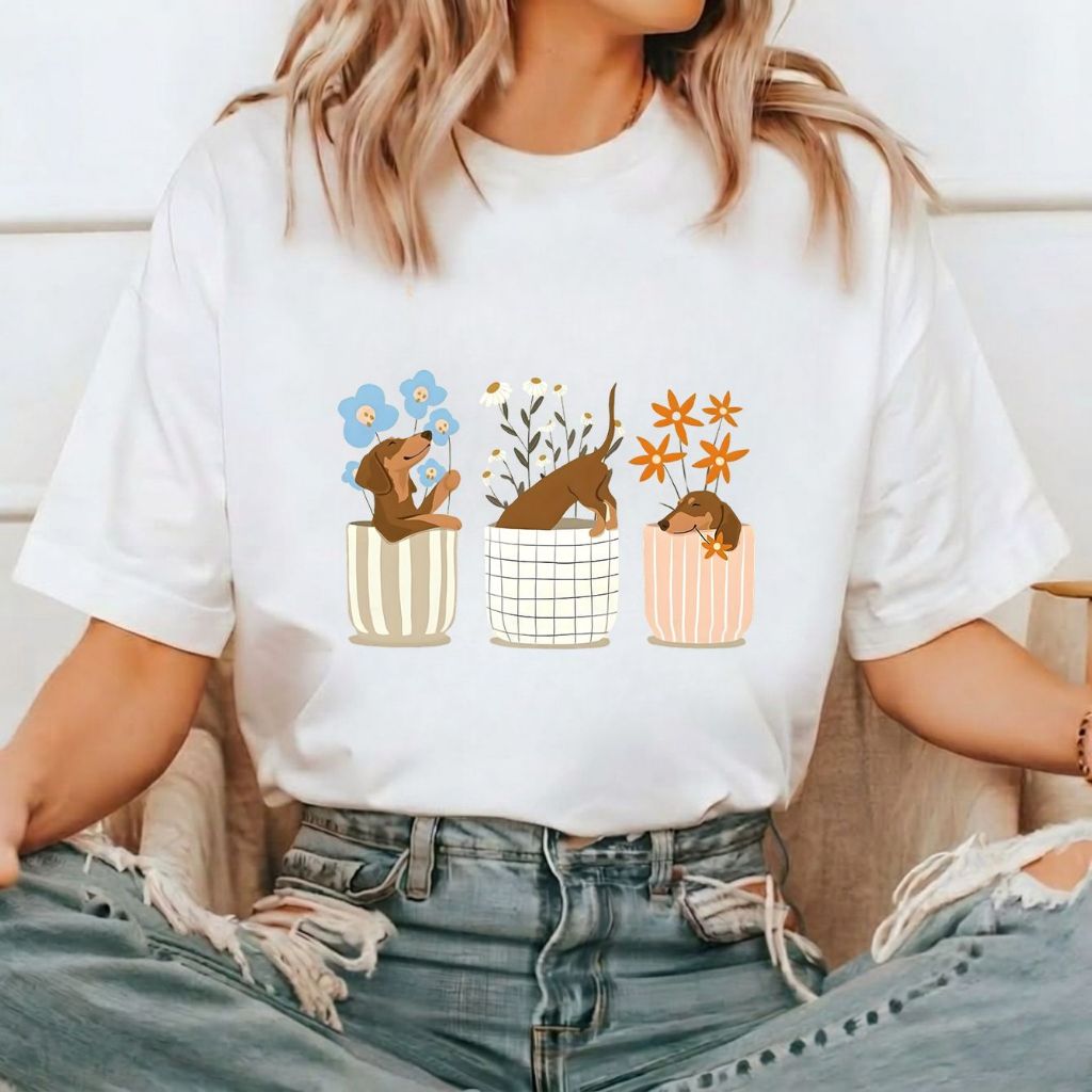 Camiseta Feminina Blusa Cachorrinhos 100% Algodão Manga Curta Mais Barata