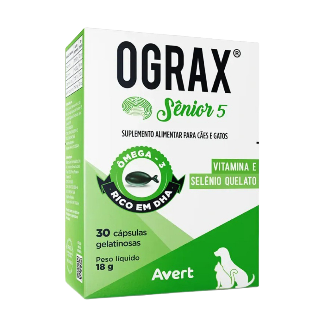 Ograx Sênior 5 Avert Ômega 3 para Cães 30 Capsulas
