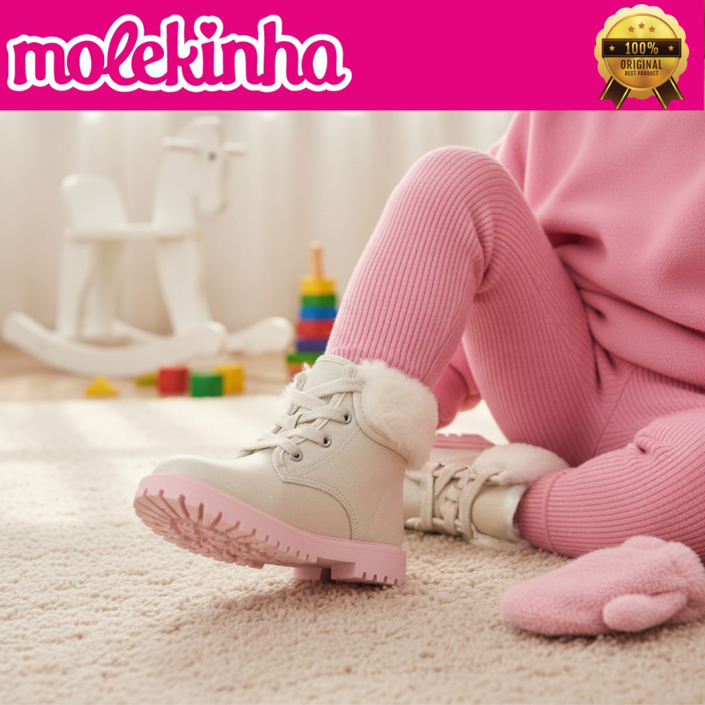 Bota Infantil Molekinha Bebê Menina Coturno Tratorada Confortável 2126524 Original Lançamento