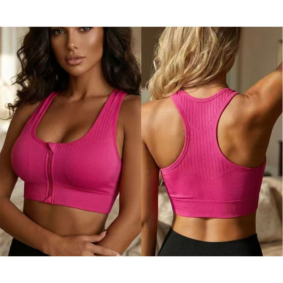 sutiãs esportivas ajustáveis tipo top academia com zíper frontal Respirável   Multicoloridolili em Oferta na Shopee
