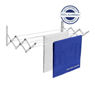 Varal Sanfonado Retrátil de Alumínio de Parede 77cm para Roupas Cueca Calcinha Apartamento até 6kg em Oferta na Shopee
