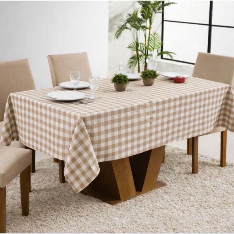Toalha De Mesa Xadrez Em Tecido Oxford de 2,20 X 1,40 M Para 6 Lugares em Oferta na Shopee