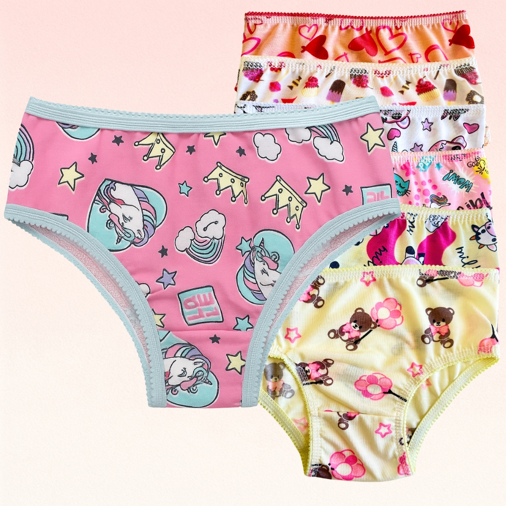 Kit 5 10 Calcinha Infantil com Forro algodão Estampada De 1 a 9 Anos Conforto meninas criança