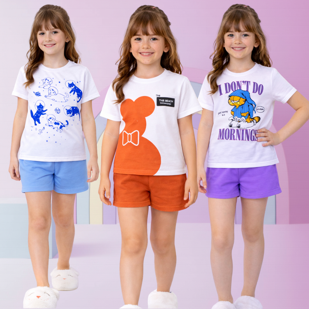 Pijama juvenil menina estiloso e colorido confortável