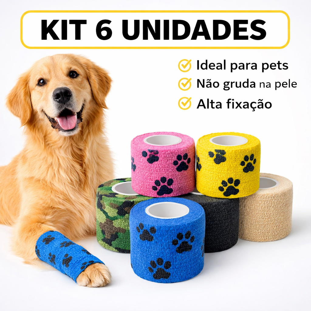 Kit 6 bandagens Elásticas Adesivas tatuagem Atadura Pet Tattoo Camuflada Curativo