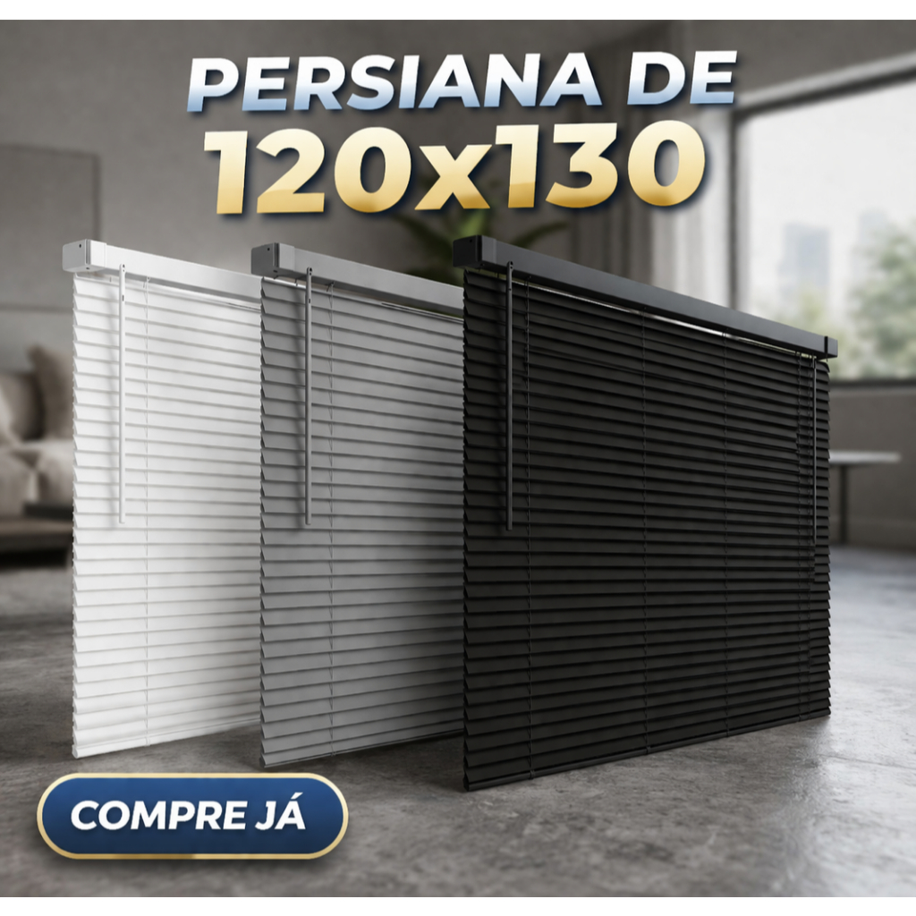 Persiana Horizontal PVC Cozinha 120X130 evolux Cortina Sala quarto escritório cozinha Sofisticada