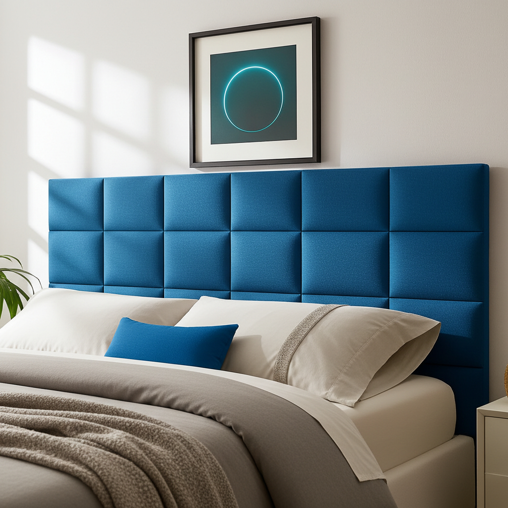 Cabeceira Estofada Modular Autocolante para Cama Box