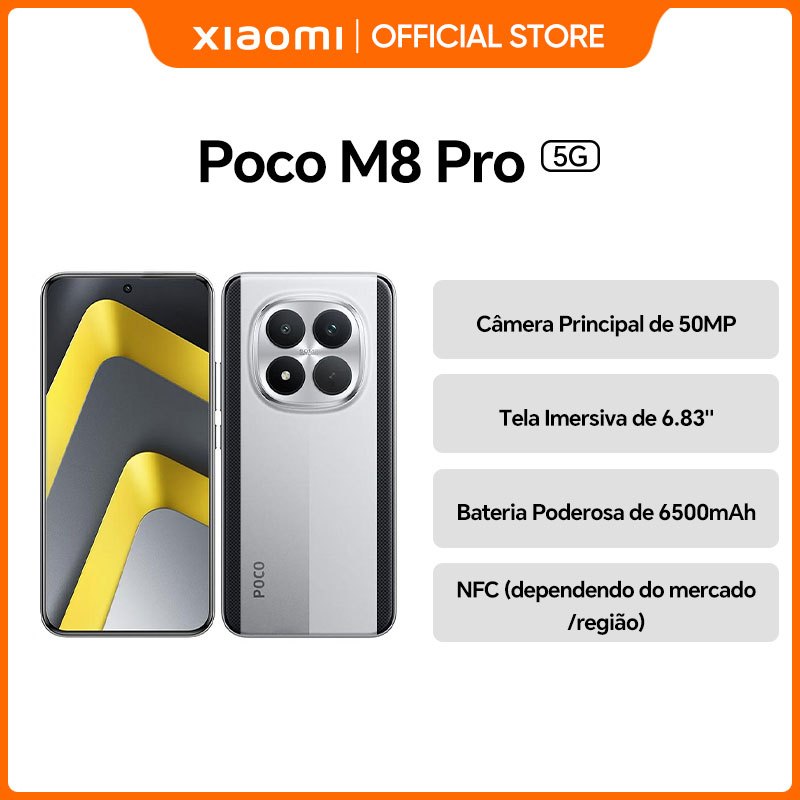NOVO Smartphone Poco M8 Pro 5G 256gb OU 512GB Ram Original Versão Global Lacrado Pronta Entrega