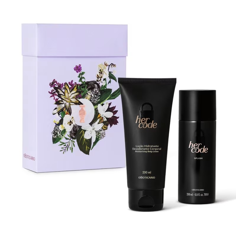 Estojo Her Code Cuidados (Splash 200ml , Hidratante 200ml) O Boticário