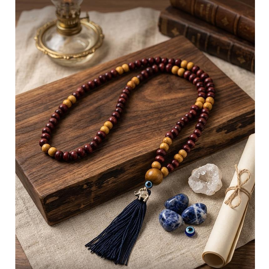 Imagem Japamala 108 Contas de Madeira Natural Colar Meditação Yoga Reiki l | Proteção Espiritua