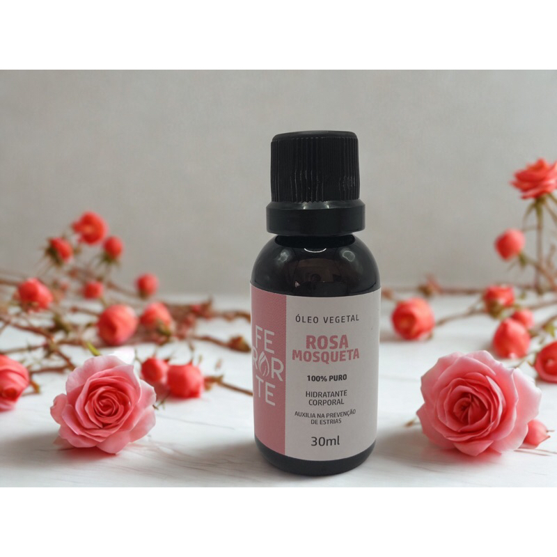 Óleo de rosa mosqueta 30 ml 100% puro hidratante, cicatrizante, celulite, manchas, estrias