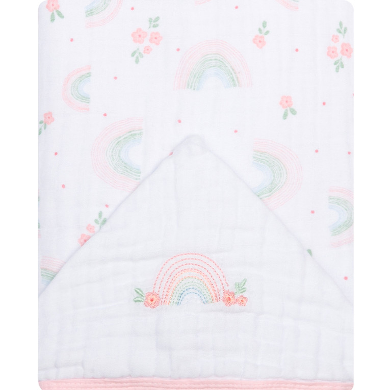 Toalha De Banho Bebê Papi Soft 3 Camadas de Fralda C/ Capuz Bordado 90Cm X 75Cm