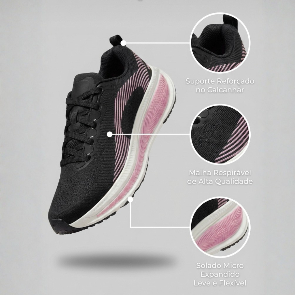 Tênis Esportivo Feminino Academia Confortável Macio Leve Corrida Caminhada Verão